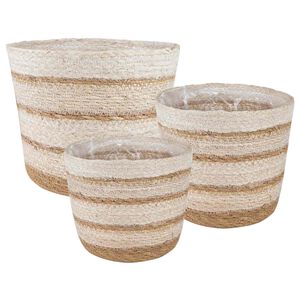 vidaXL 3 unid. Natural, Branco e Bege &Oslash;26 x 19 cm 100% Erva marinha