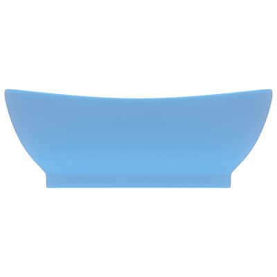 vidaXL Lavatório luxuoso oval 58,5x39 cm cerâmica azul-claro mate