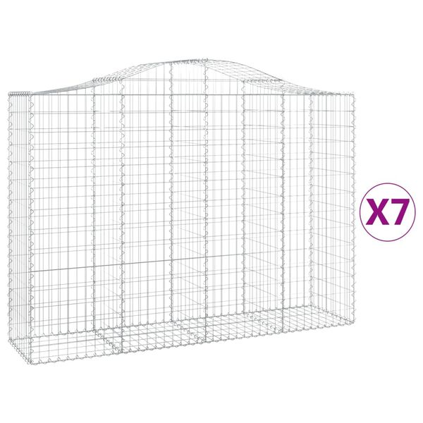 vidaXL Cestos gabi&atilde;o arqueados 7pcs 200x50x140/160cm ferro galvanizado
