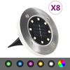 vidaXL Ilumina&ccedil;&atilde;o LED solar de solo 8 pcs cor RGB