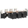 vidaXL Conjunto de Jantar para Exterior 9 unid. Preto e Branco Creme