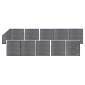 vidaXL Painel veda&ccedil;&atilde;o WPC 10 quadrados/1 inclinado 1830x186cm cinzento