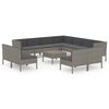 vidaXL 12 pcs conjunto lounge de jardim c/ almofad&otilde;es vime PE cinzento