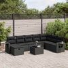 vidaXL 9 pcs conjunto de sof&aacute;s p/ jardim c/ almofad&otilde;es vime PE preto