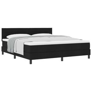 vidaXL Cama Box com colch&atilde;o com cabeceira Preto 180 x 200 cm tecido