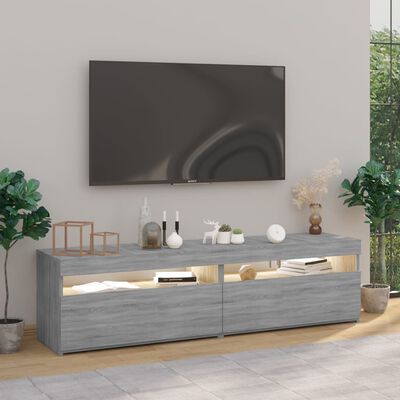 vidaXL Móvel de TV com luzes LED 2 pcs 75x35x40 cm cinzento sonoma