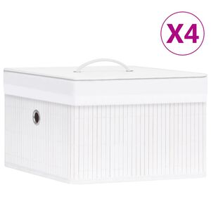 vidaXL Caixas de arruma&ccedil;&atilde;o 4 pcs bambu branco