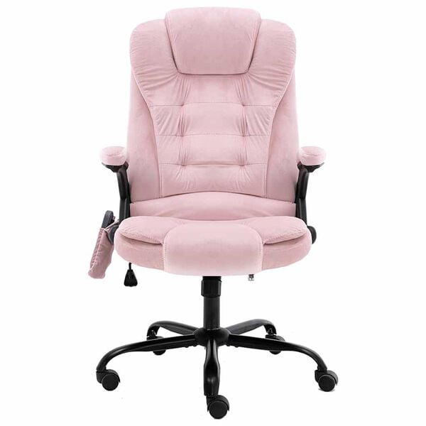 vidaXL Cadeira de escrit&oacute;rio c/ fun&ccedil;&atilde;o de massagem veludo rosa