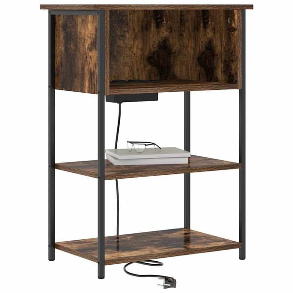 vidaXL Arm&aacute;rio de Cabeceira Carvalho Defumado 55 x 31 x 76 cm