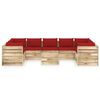 vidaXL 10 pcs conj. lounge jardim c/ almofad&otilde;es madeira impreg. verde
