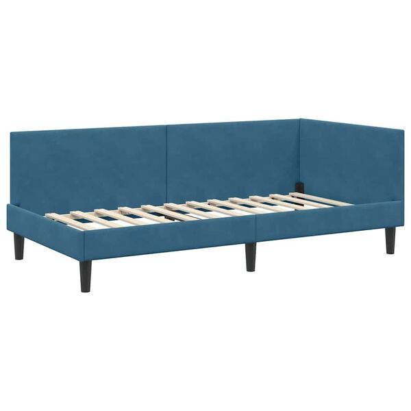 vidaXL Estrutura de Cama de Canto Azul 80 cm x 200 cm Veludo