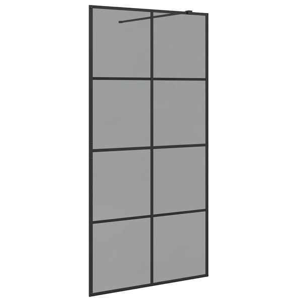 vidaXL Parede de Chuveiro Walk-in Preto 100 x 195 cm vidro temperado