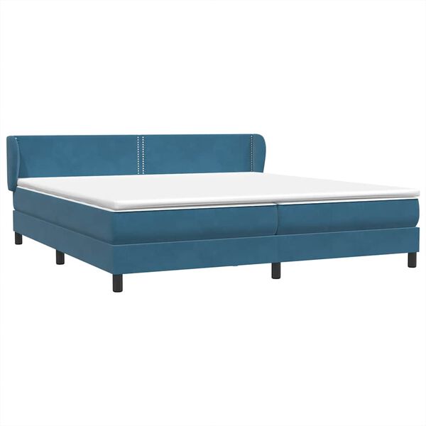 vidaXL Cama com molas/colch&otilde;es 180x210 cm veludo azul-escuro