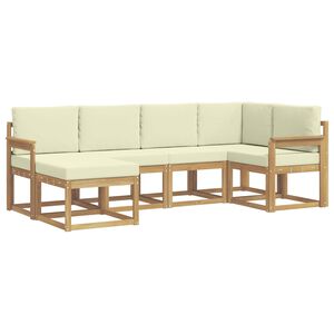 vidaXL Conjunto de Sof&aacute;s para Exterior 6 unid. Branco e Creme
