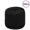 vidaXL Corda de trabalho 16 mm 100 m poli&eacute;ster preto