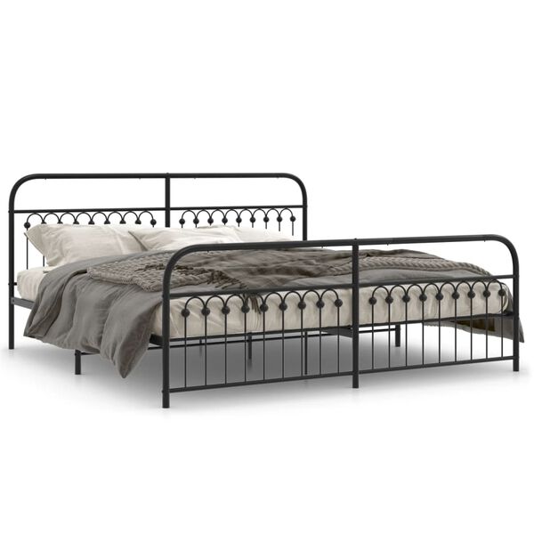 vidaXL Estrutura de cama com cabeceira e p&eacute;s 193x203 cm metal preto