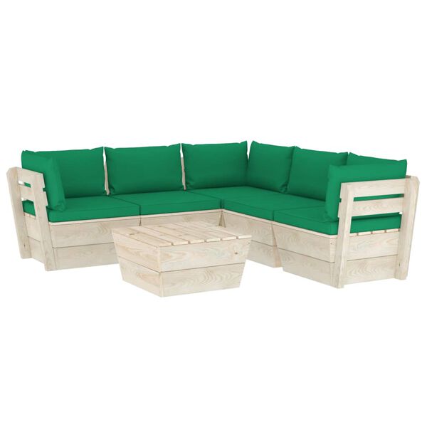 vidaXL 6 pcs conjunto lounge de paletes + almofad&otilde;es madeira de abeto