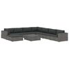 vidaXL 9 pcs conjunto lounge de jardim c/ almofad&otilde;es vime PE cinzento