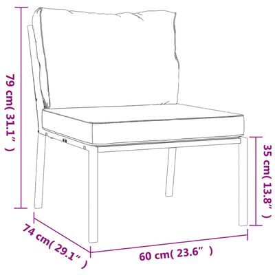 vidaXL Cadeiras de jardim c/ almofadões cinzentos 2 pcs 60x74x79cm aço