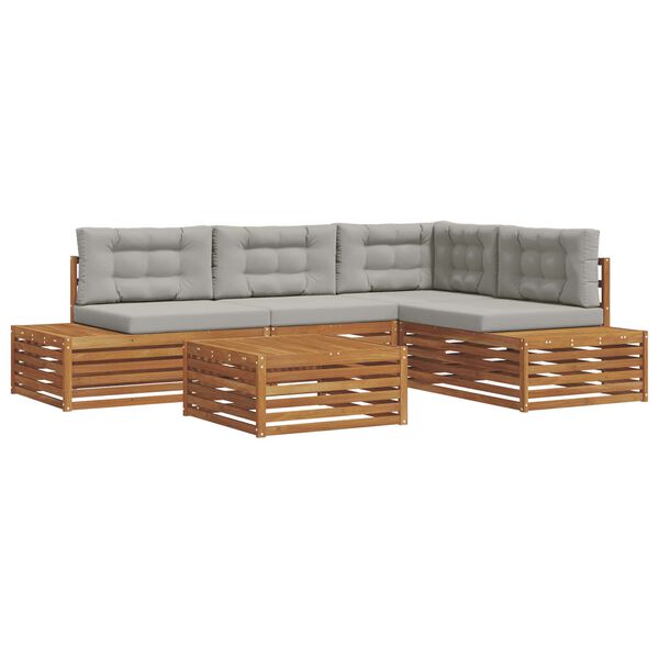 vidaXL Conjunto de Sof&aacute;s para Exterior 5 Pe&ccedil;a Cinza Natural e Claro