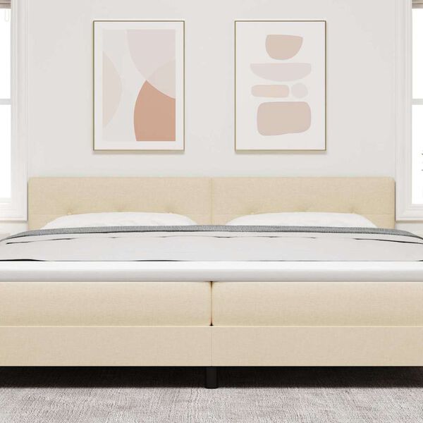 vidaXL Cabeceira com cabeceira Creme 200 cm Couro Sint&eacute;tico