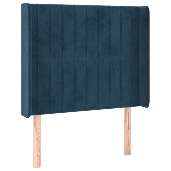 vidaXL Cabeceira cama c/ abas veludo 103x16x118/128 cm azul-escuro