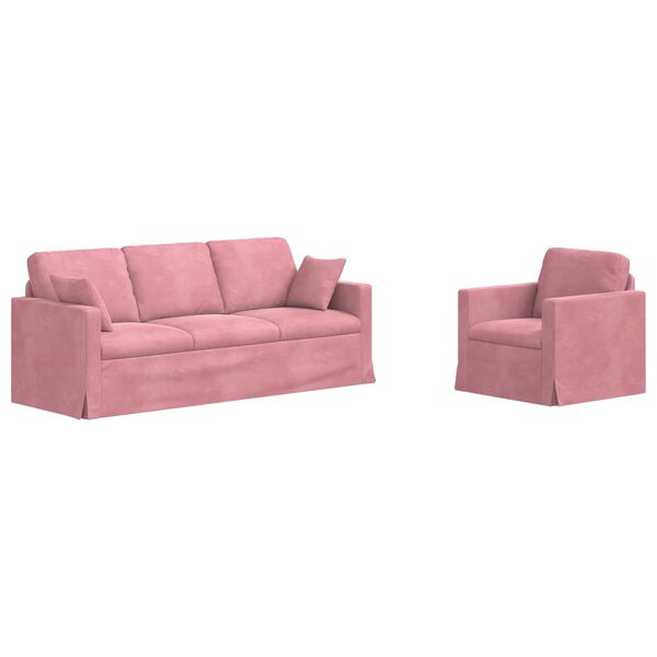 vidaXL Sof&aacute; 2 pcs Rosa Dimens&otilde;es gerais: 198 x 78 x 80 cm (L x P x A)