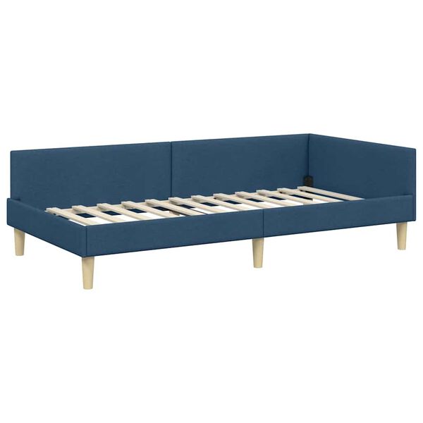 vidaXL Estrutura de Cama de Canto Azul 90 x 190 cm tecido