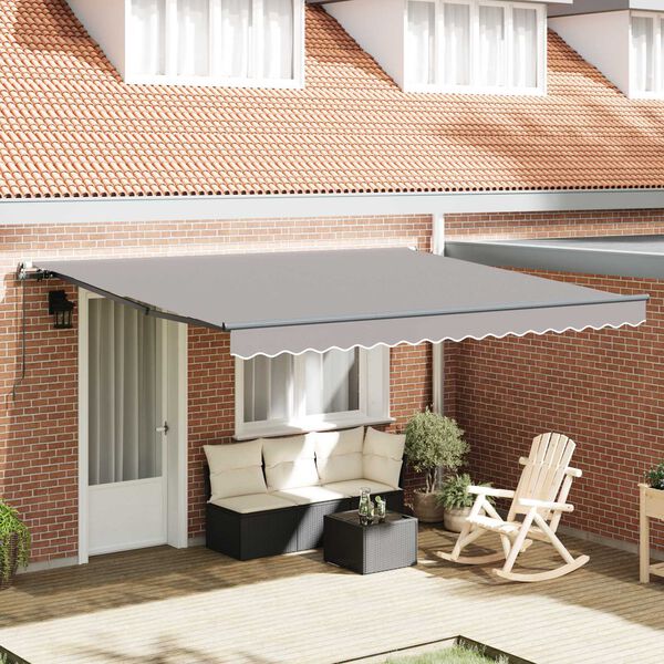 vidaXL Toldo Retr&aacute;til Cinzento-claro 400 &times; 300 cm Poli&eacute;ster e A&ccedil;o