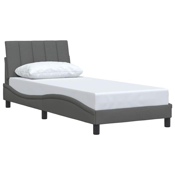 vidaXL Estrutura de cama sem colch&atilde;o Hanko 90x190 cm tecido cinzento-escuro