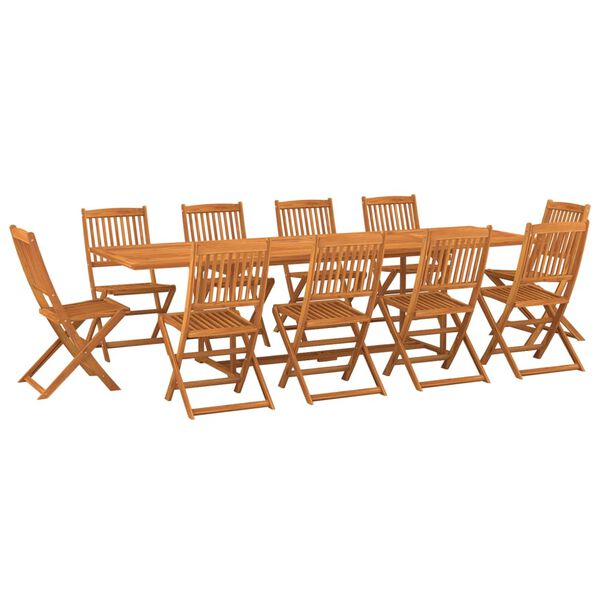 vidaXL 11 pcs conjunto de jantar para jardim 280x90x75cm ac&aacute;cia maci&ccedil;a