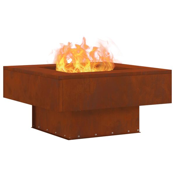 vidaXL Fire Pit Castanho 80 x 80 x 40 cm A&ccedil;o resistente &agrave;s intemp&eacute;ries
