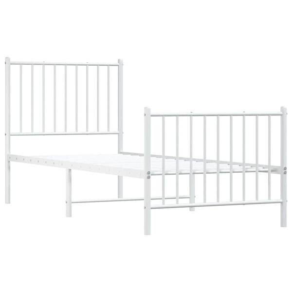 vidaXL Estrutura de cama com cabeceira e p&eacute;s 80x200 cm metal branco