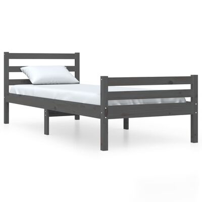 vidaXL Estrutura de cama 100x200 cm madeira maciça cinzento