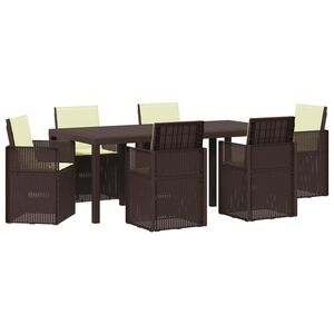 vidaXL Conjunto de Jantar para Jardim 7 unid. Castanho e Creme PP