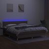 vidaXL Cama box spring colch&atilde;o/LED 160x200 cm tecido cinza-acastanhado