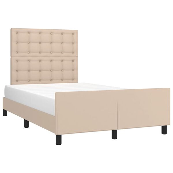 vidaXL Estrutura cama cabeceira 120x200 cm couro artificial cappuccino