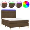 vidaXL Cama box spring c/ colch&atilde;o/LED 140x200cm tecido castanho-escuro