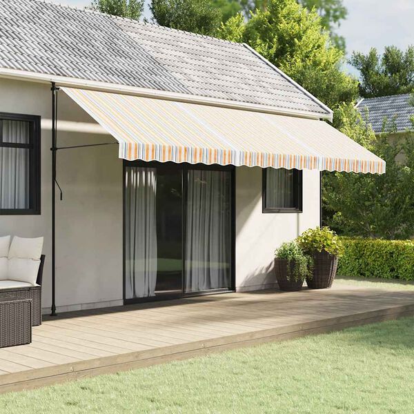 vidaXL Tecido de substitui&ccedil;&atilde;o para toldo 5x3 m riscas multicor