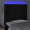 vidaXL Cabeceira de cama c/ luzes LED veludo 83x16x118/128 cm preto