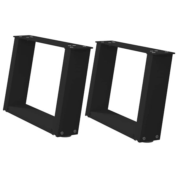 vidaXL P&eacute;s para mesa de centro em formato de U, 2 pe&ccedil;as, preto, 40x(30-31) cm, a&ccedil;o