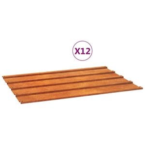 vidaXL Painel de telhado 12 pcs 60x44 cm aço corten cor enferrujado