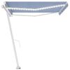 vidaXL Toldo retr&aacute;til manual com LED 400x350 cm azul e branco
