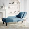 vidaXL Chaise lounge c/ almofada/apoio de braços direito veludo azul
