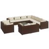 vidaXL 12 pcs conjunto lounge de jardim c/ almofad&otilde;es vime PE castanho