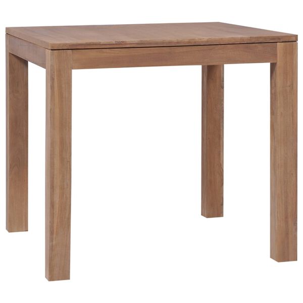 vidaXL Mesa de jantar teca maci&ccedil;a com acabamento natural 82x80x76 cm