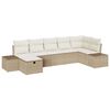 vidaXL Conjunto de Sof&aacute; de Jardim com almofada 7 pcs Bege vime PE