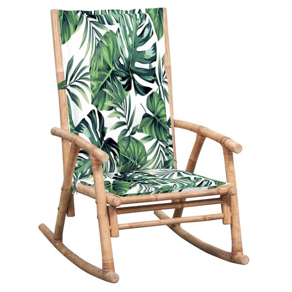 vidaXL Cadeira de baloi&ccedil;o com almofad&atilde;o bambu