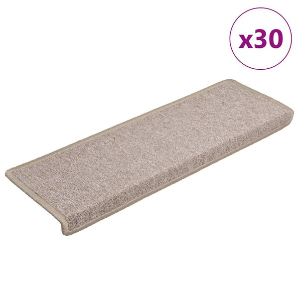 vidaXL Tapetes de escada 30 pe&ccedil;as 65x21x4 cm cinza-claro com borda retangular