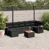 vidaXL 8 pcs conjunto sof&aacute;s de jardim com almofad&otilde;es vime PE preto